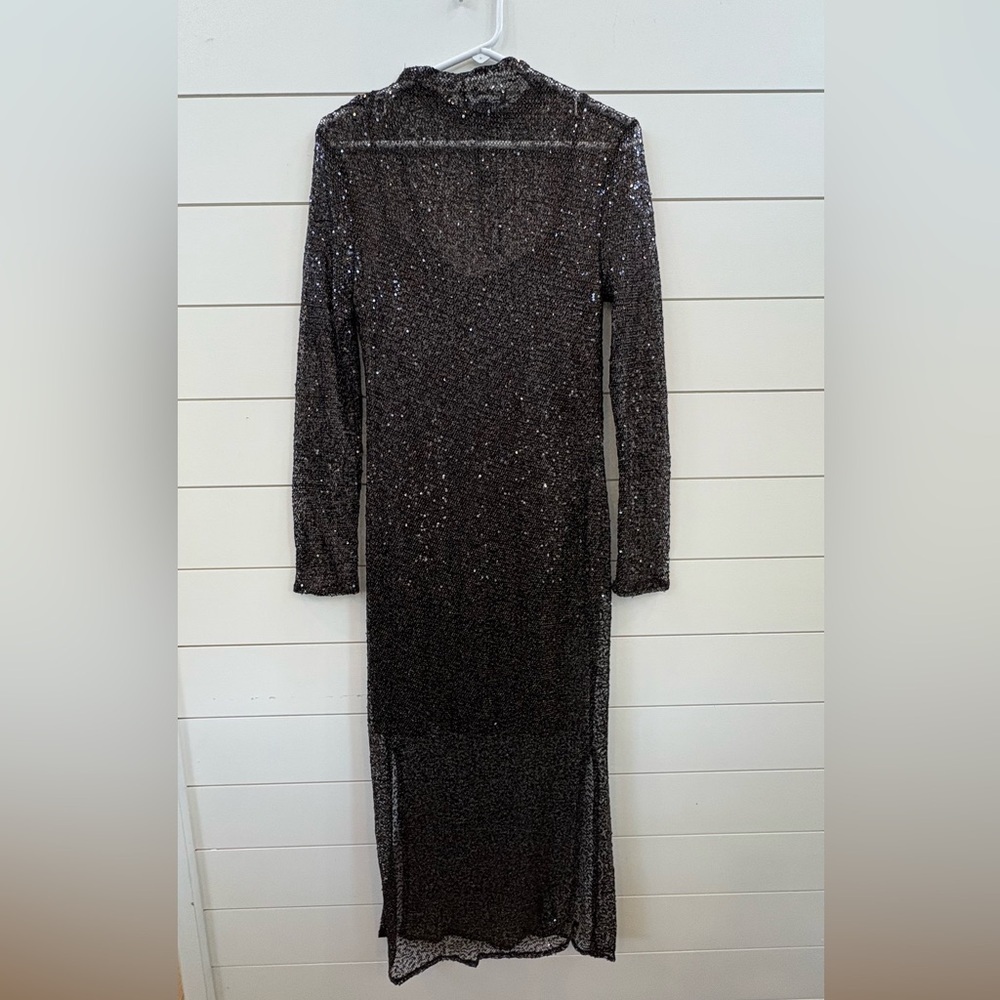 Steve Madden Black Sequin Long Sleeve Dress